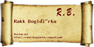 Rakk Boglárka névjegykártya